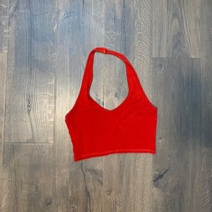 Red Brandy Melville halter crop top